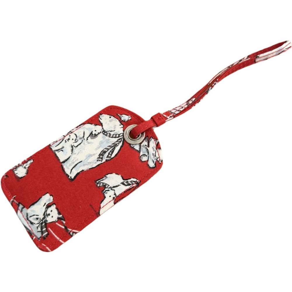 Vera Bradley Polar Bear Beary Merry Red ID Luggage Tag Name Tag Quilted NWOT